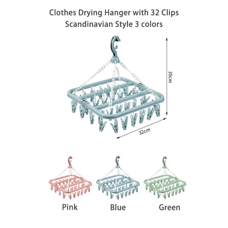 Baby Clothing Rack - Clothes Drying Hanger with 32 Clips