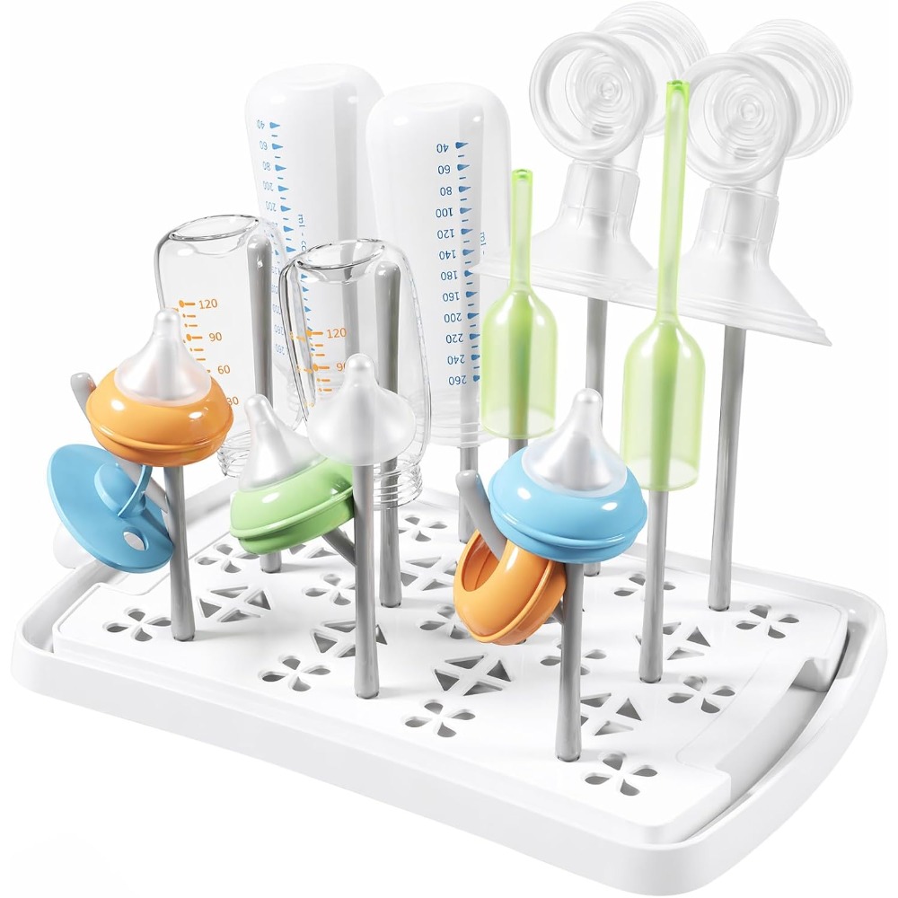 Baby Clothing Rack - Baby Bottle Drying Rack with Tray