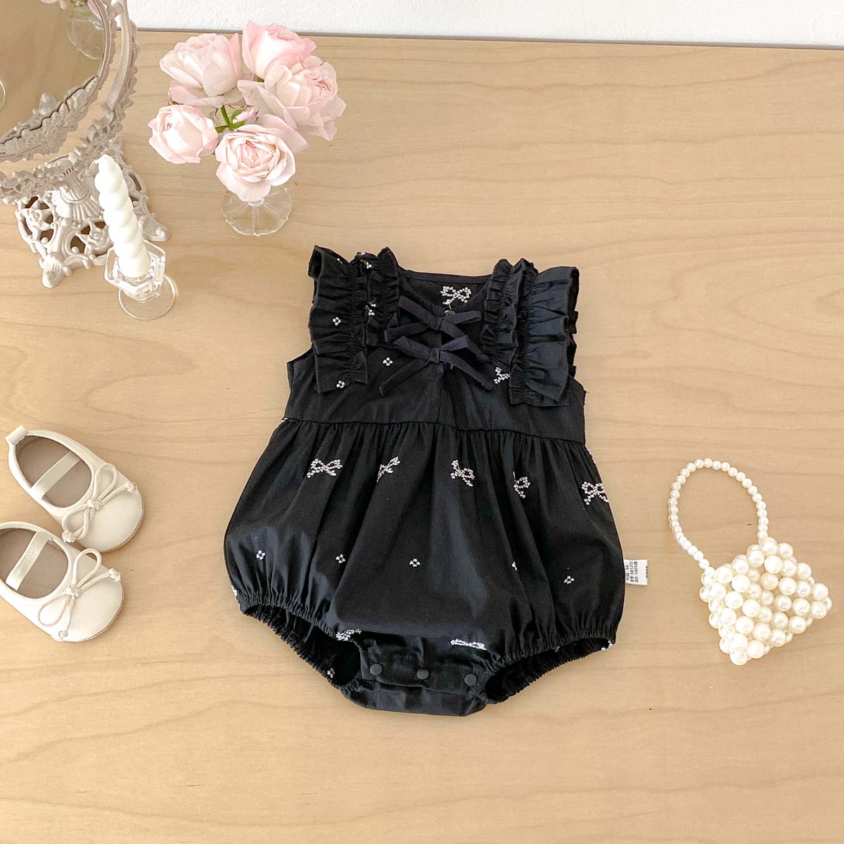Baby Girl Black Bow Print Romp - огляд і ціна Baby Clothing Online